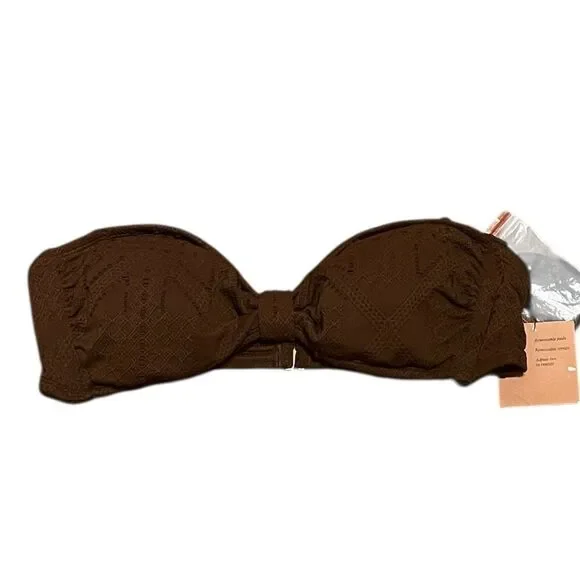 Shade & Shore Chocolate Bandeau Bikini Top, Size L, NWT - Picture 4 of 12
